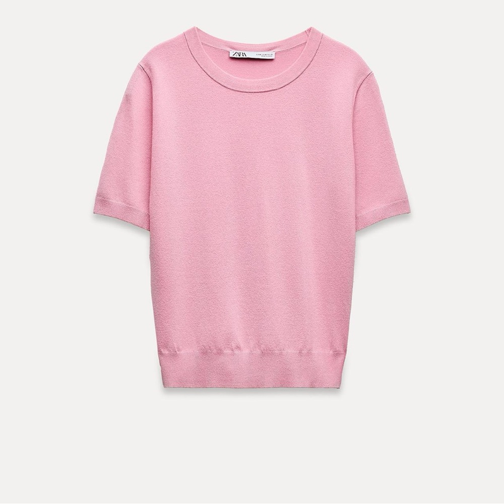 Pink Knit Short Sleeve Zara Top